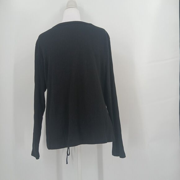 womens black long sleeve top a new day size XXL rouching blouse basic - Picture 5 of 6
